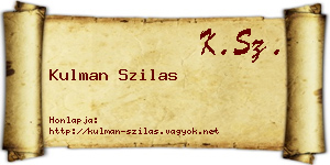 Kulman Szilas névjegykártya
